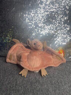 Batty The Bat: Ty Brown Bat Plush Lovey - Soft Tan-Brown Wings.